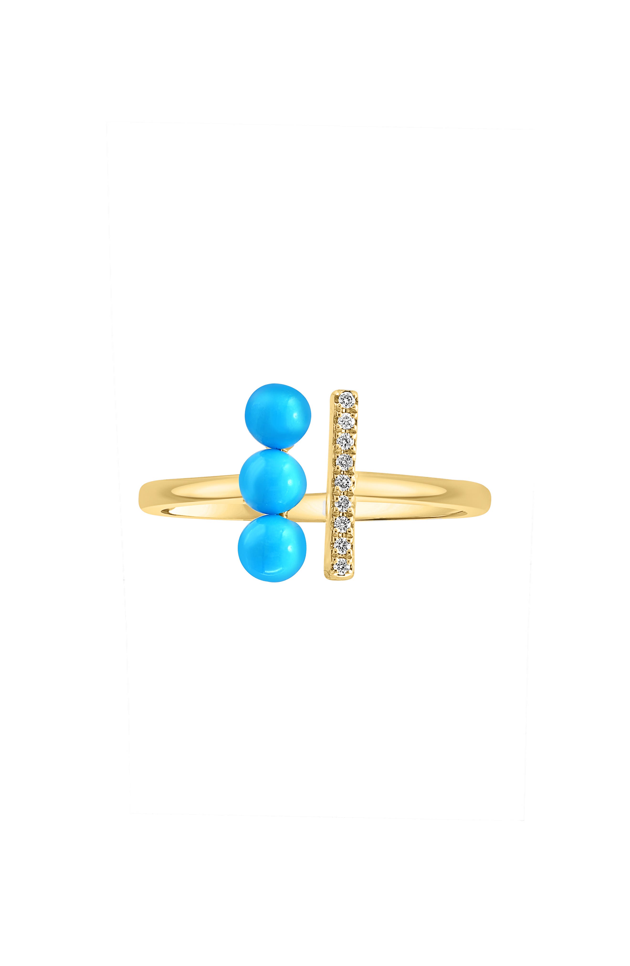 EFFY 14K Yellow Gold Diamond & Turquoise Open Band Ring