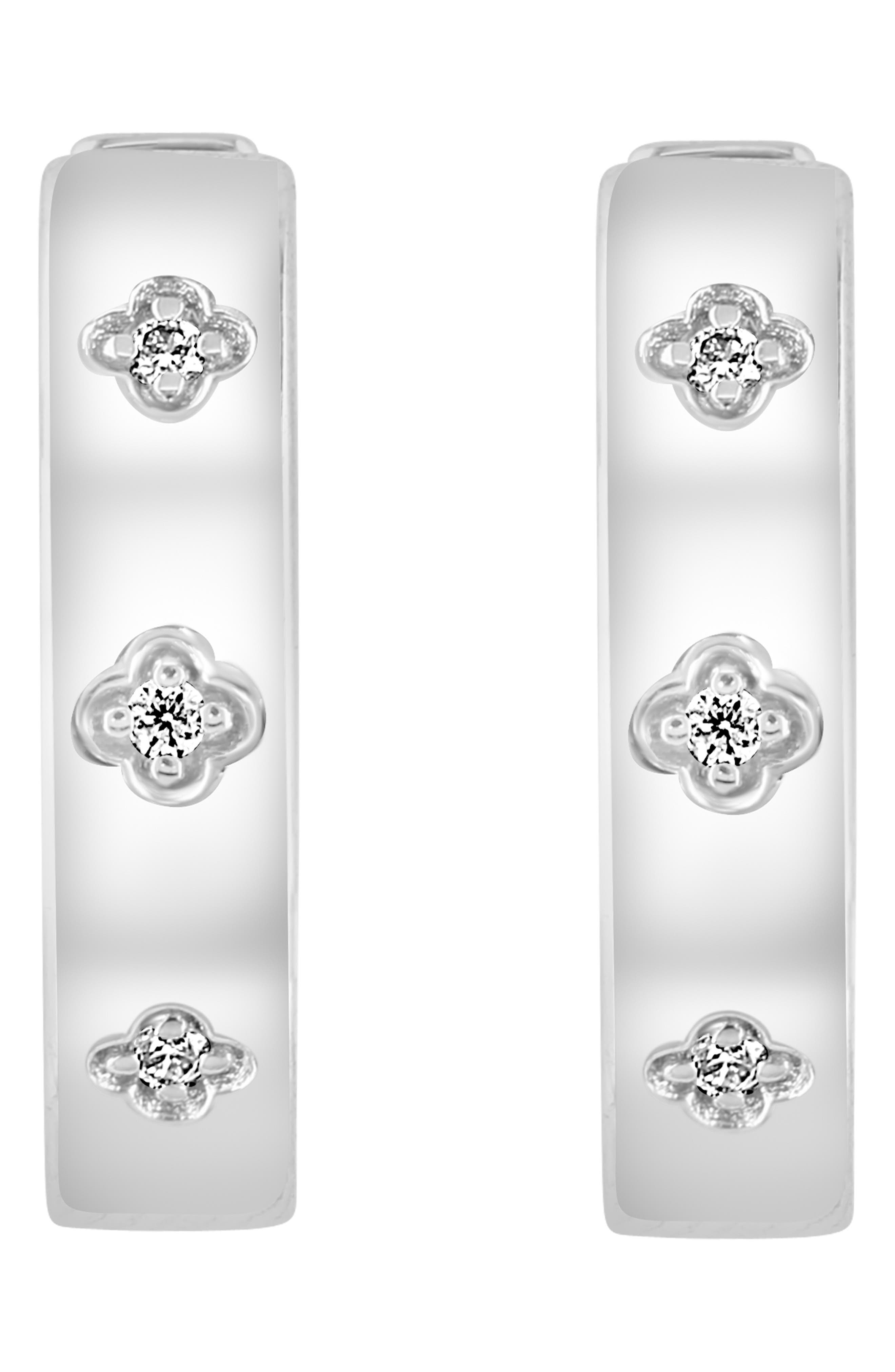EFFY Sterling Silver Diamond Huggie Hoop Earrings