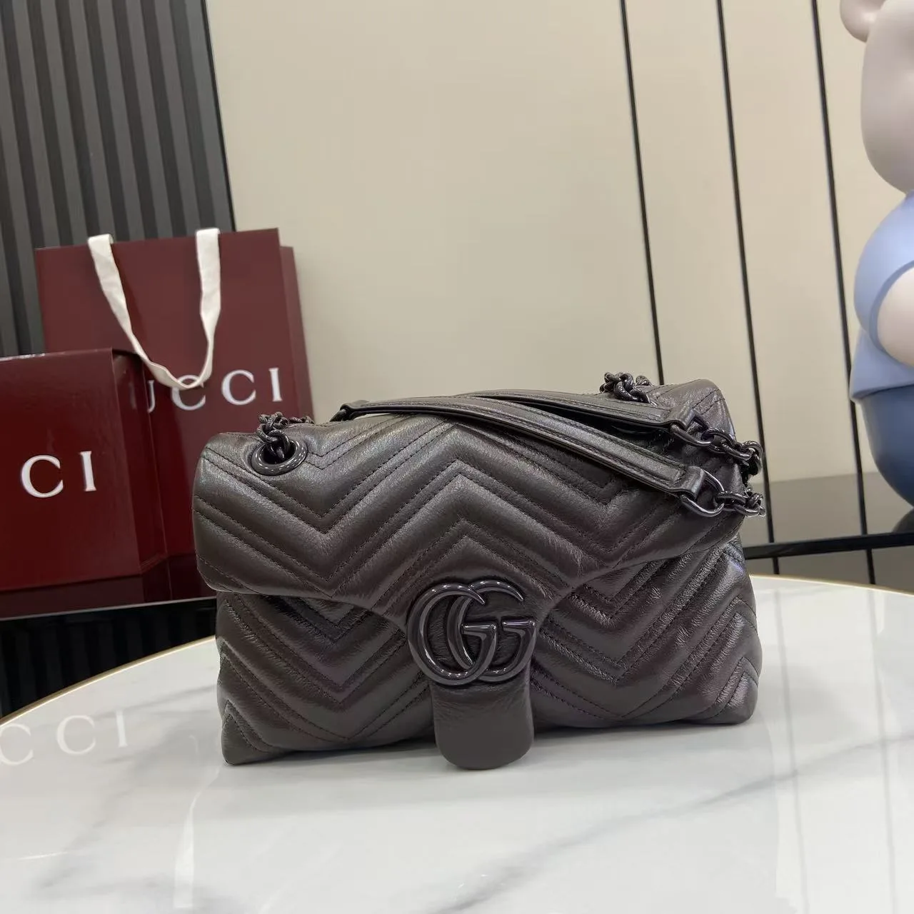 Gucci Marmont Brown GG Supreme Canvas Shoulder Bag product photo from LabelPicks