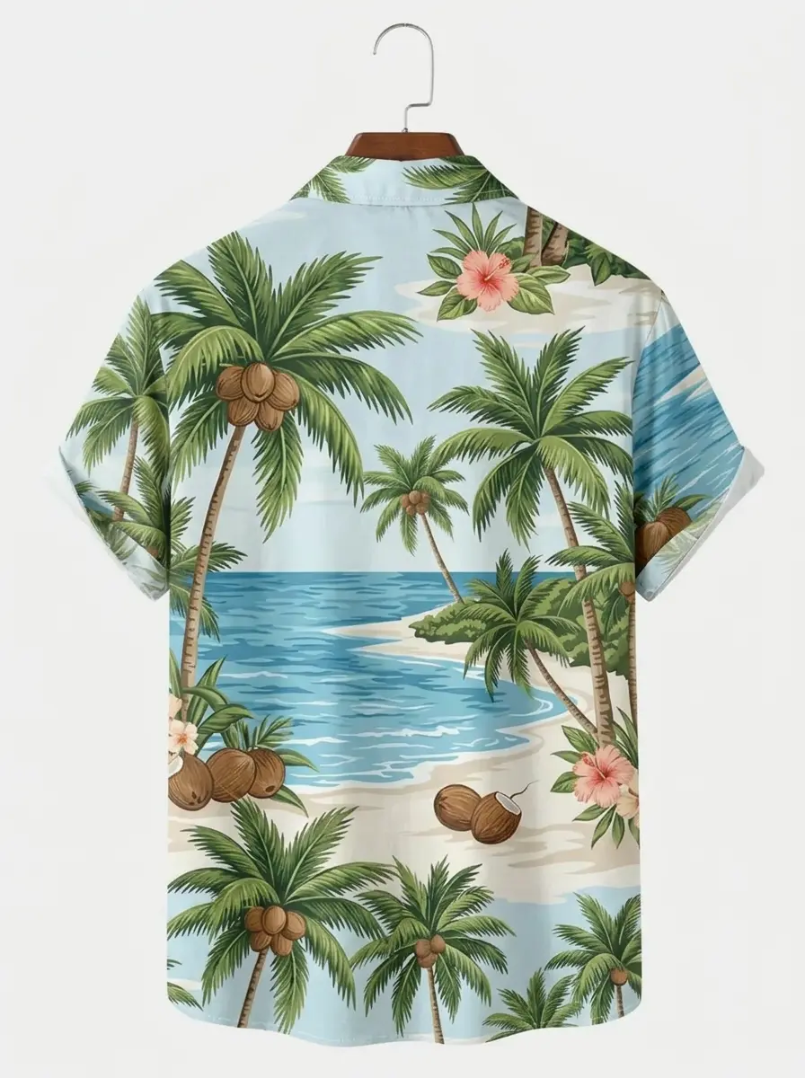 Men's printed shirts Light Blue Palm Beach Hawaiian Shirt