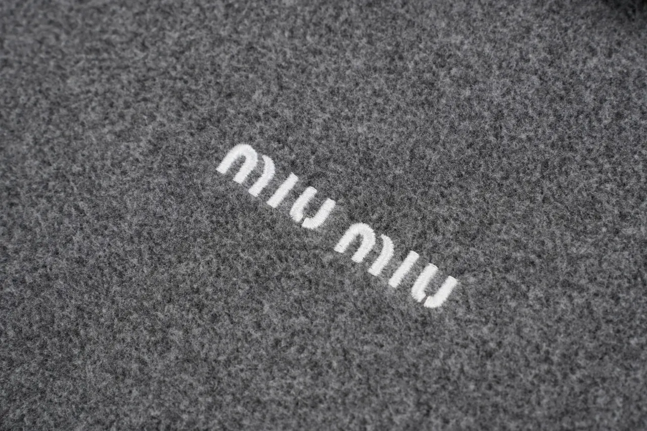 Miu Miu Grey Black Reversible Fleece Bomber Jacket product photo from LabelPicks