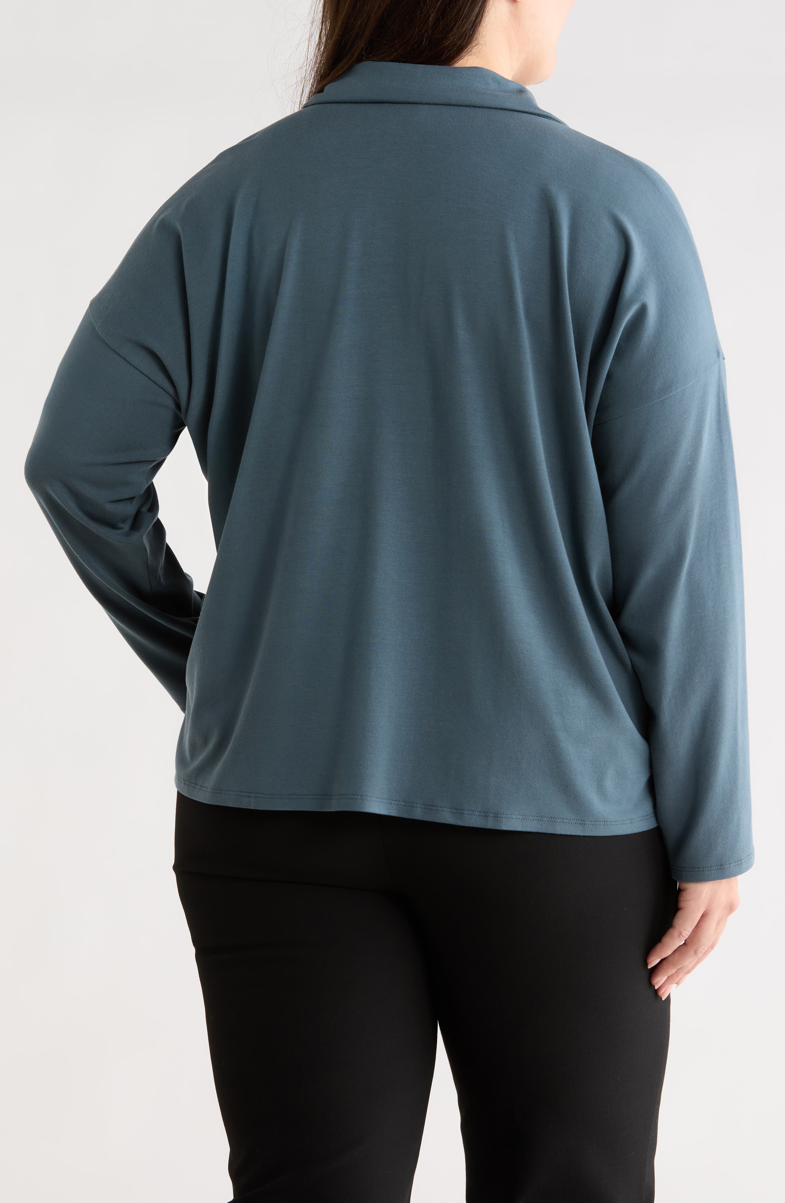 Eileen Fisher Boxy Henley Jersey Top