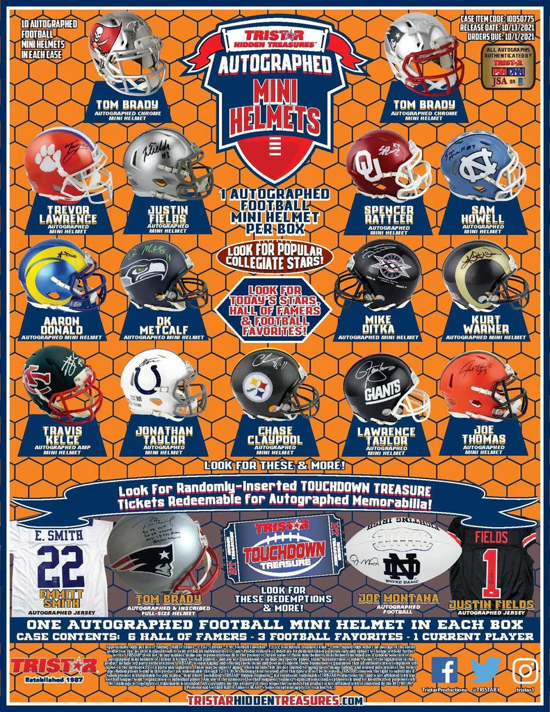 2021 TriStar Hidden Treasures NFL Autographed Mini Helmet (Series 2) Hobby Box