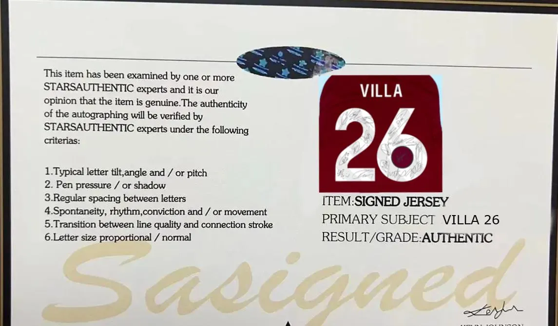 Aston Villa FULL 2025 SIGNED Team Squad Signature Jersey/Shirt + COA 25/26