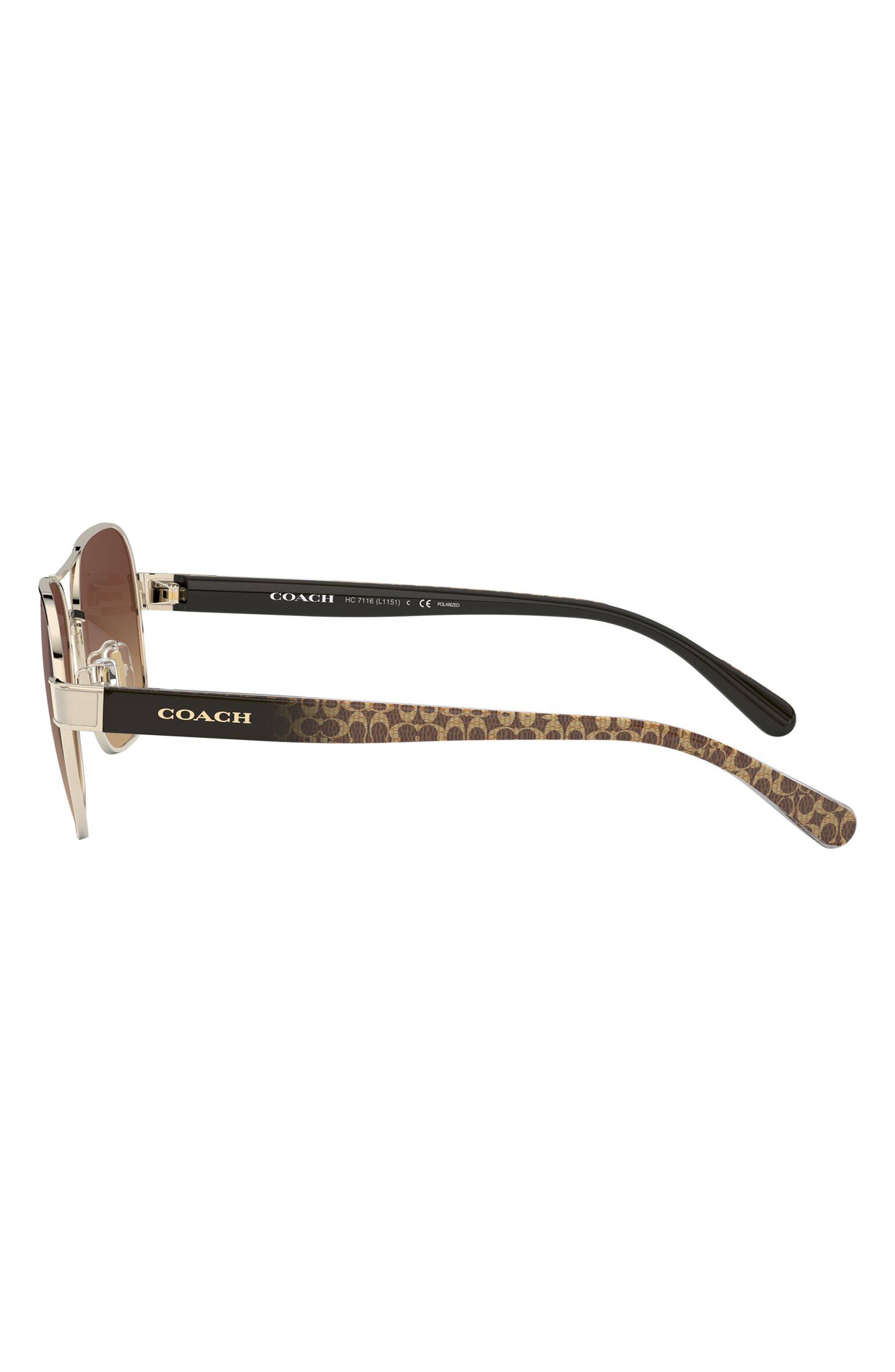 COACH 57mm Polarized Pilot Sunglasses