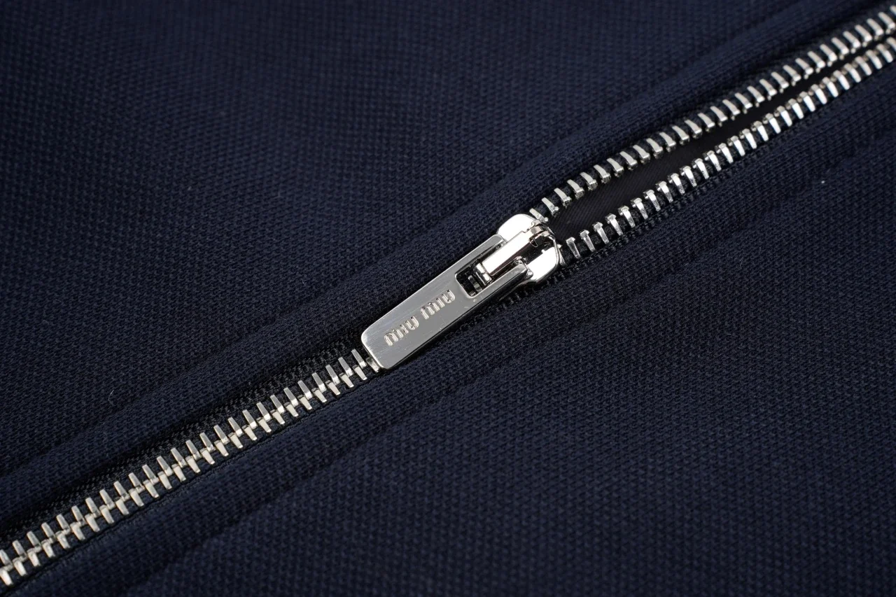 Miu Miu Navy Stripe Collar Logo Embroidered Jacket product photo from LabelPicks