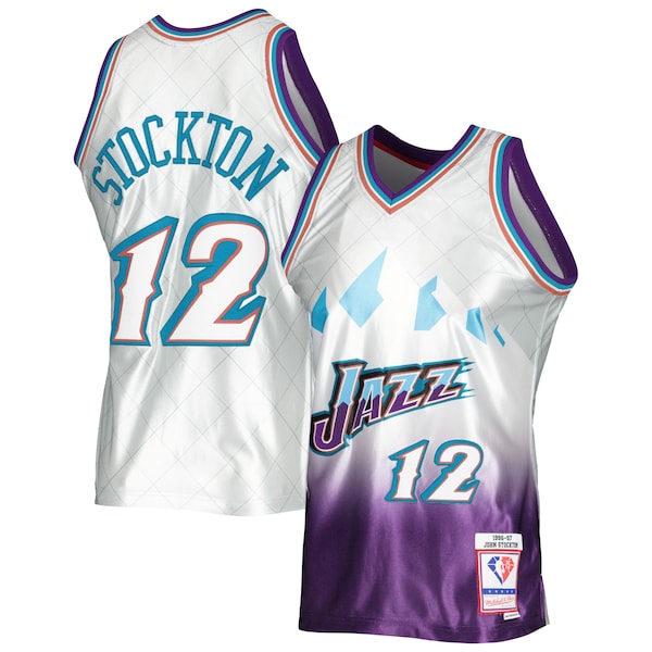 John Stockton Utah Jazz 1996/97 Hardwood Classics 75th Anniversary Swingman Jersey - Platinum