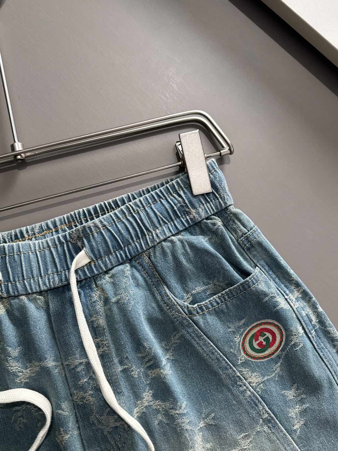 0427 Cross patch embroidered vintage denim shorts