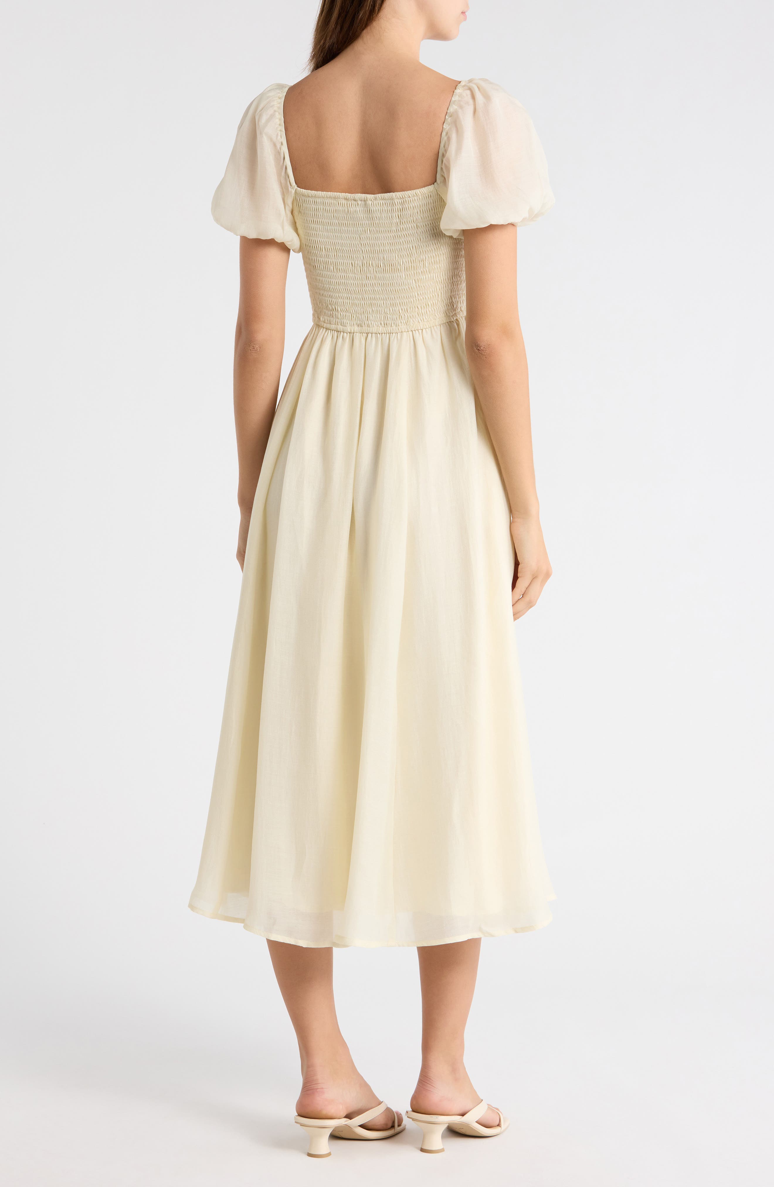 MOON RIVER Puff Sleeve Midi Dress