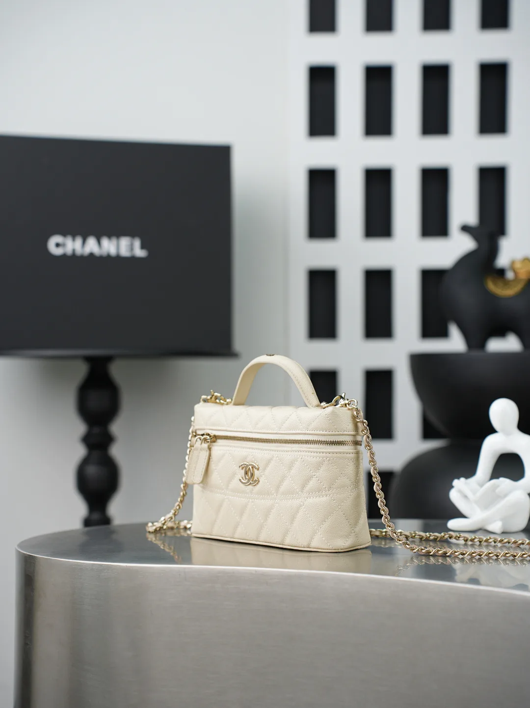 Chanel White Quilted Leather Top Handle Bag product photo from LabelPicks