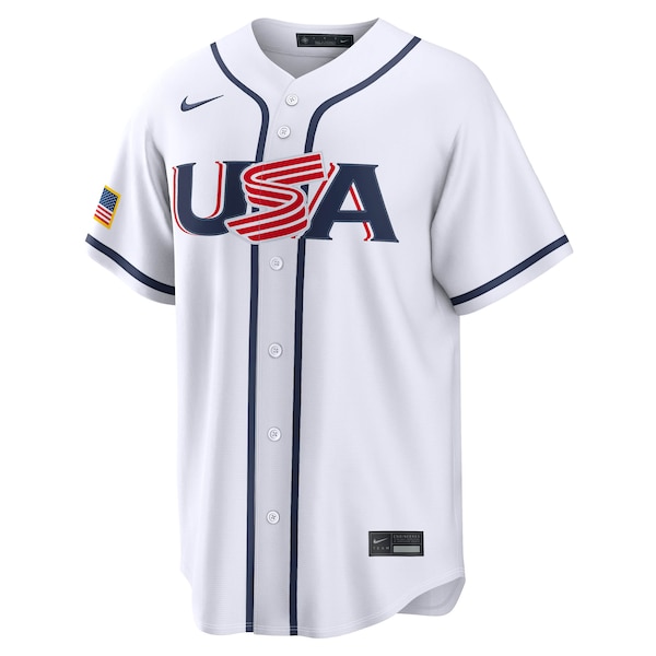 Men's USA Baseball Brice Turang Nike White 2026 World Baseball Classic Home Stadium Jersey