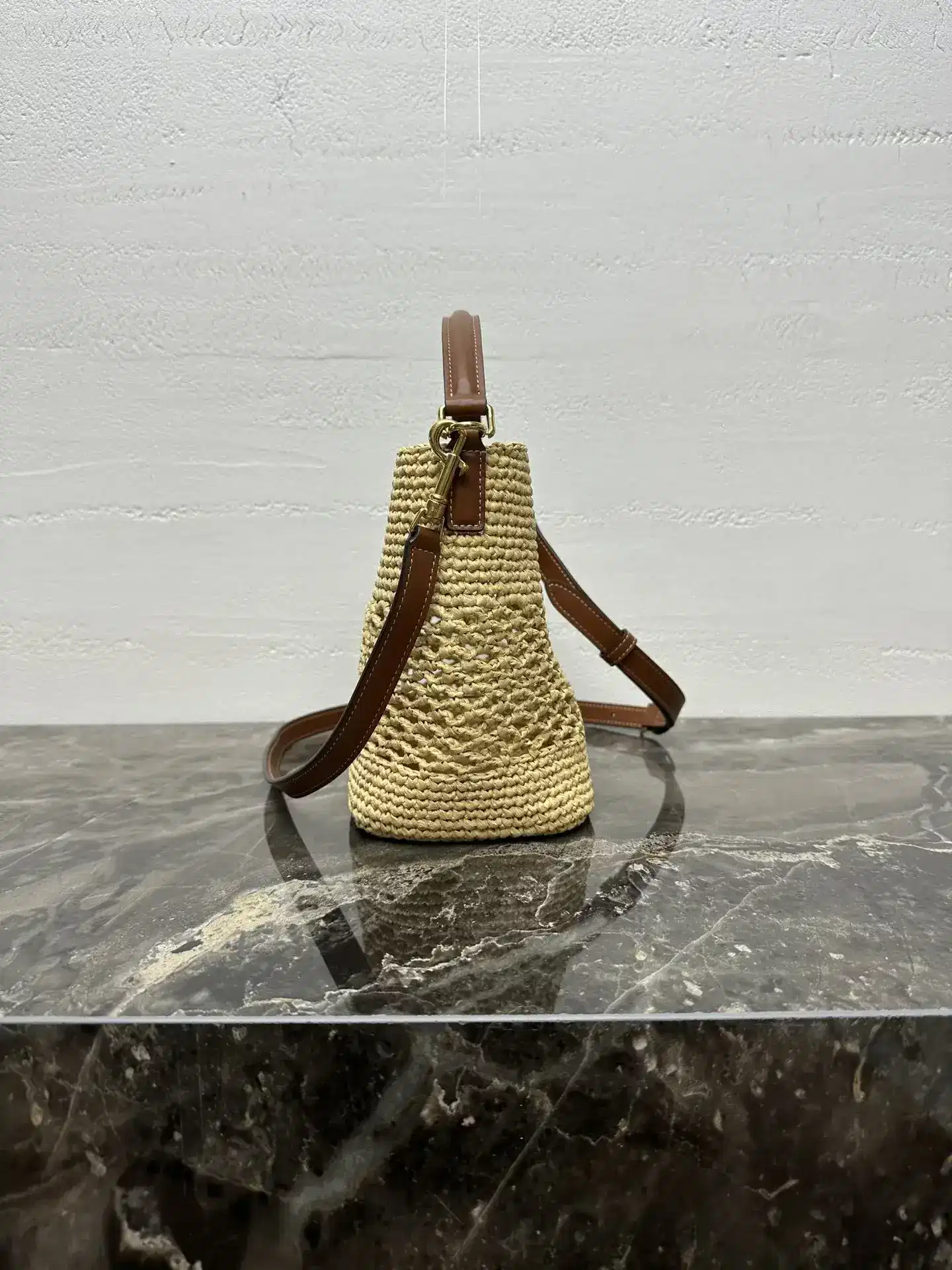 Celine Louise Woven Leather Bucket Bag product photo from LabelPicks