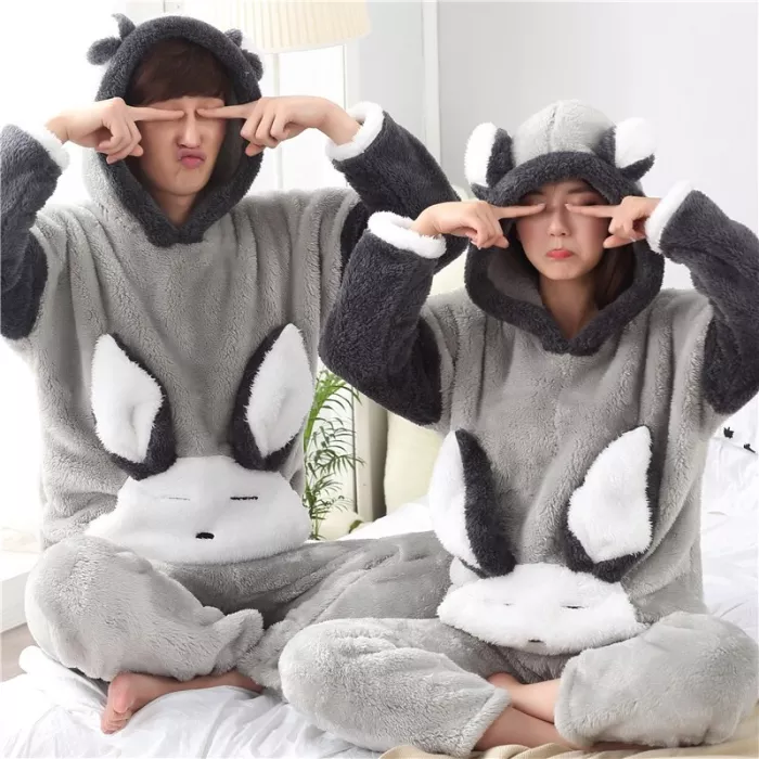 Cute Cartoon Christmas Pajamas for Women Warm Winter Pajamas Set Thicken Couple Pajamas Hooded Loose Home Clothes Sleepwear
