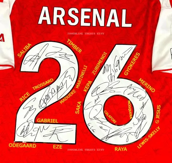 Arsenal FULL 2025 SIGNED Team Squad Signature Jersey/Shirt + COA 25/26