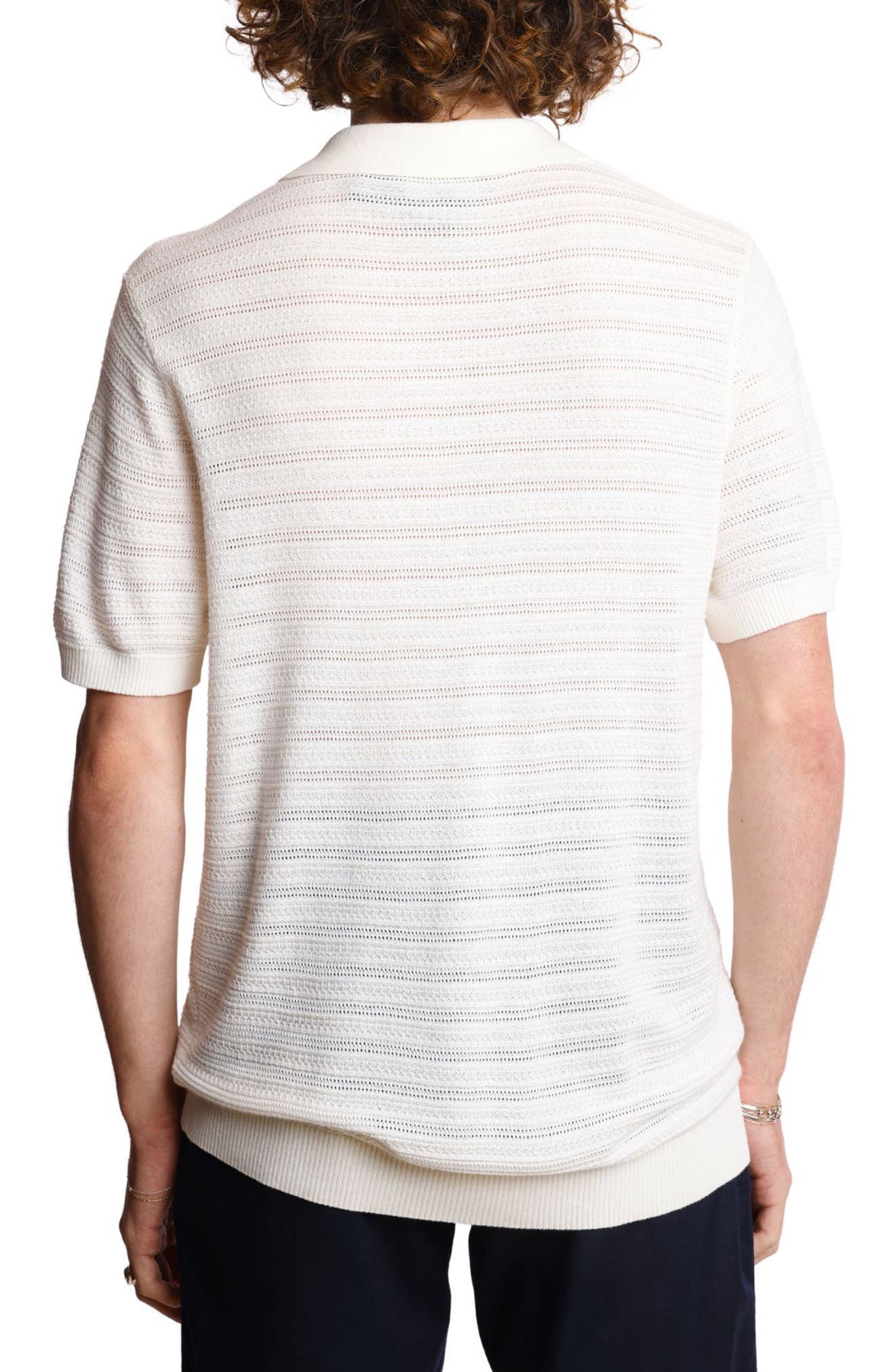 PAISLEY & GRAY Open Knit Johnny Collar Polo