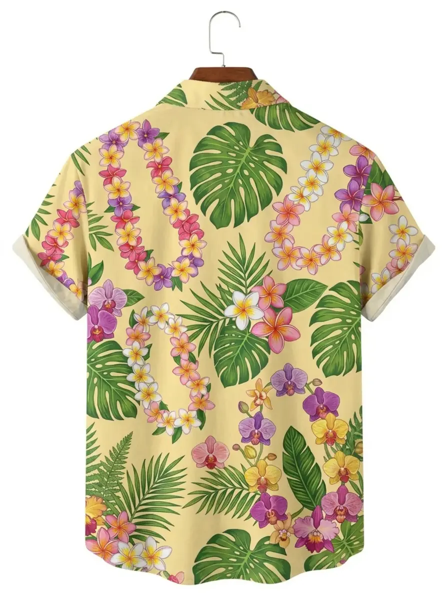 Men's printed shirts Tropical Orchid Lei Hawaiian Shirt