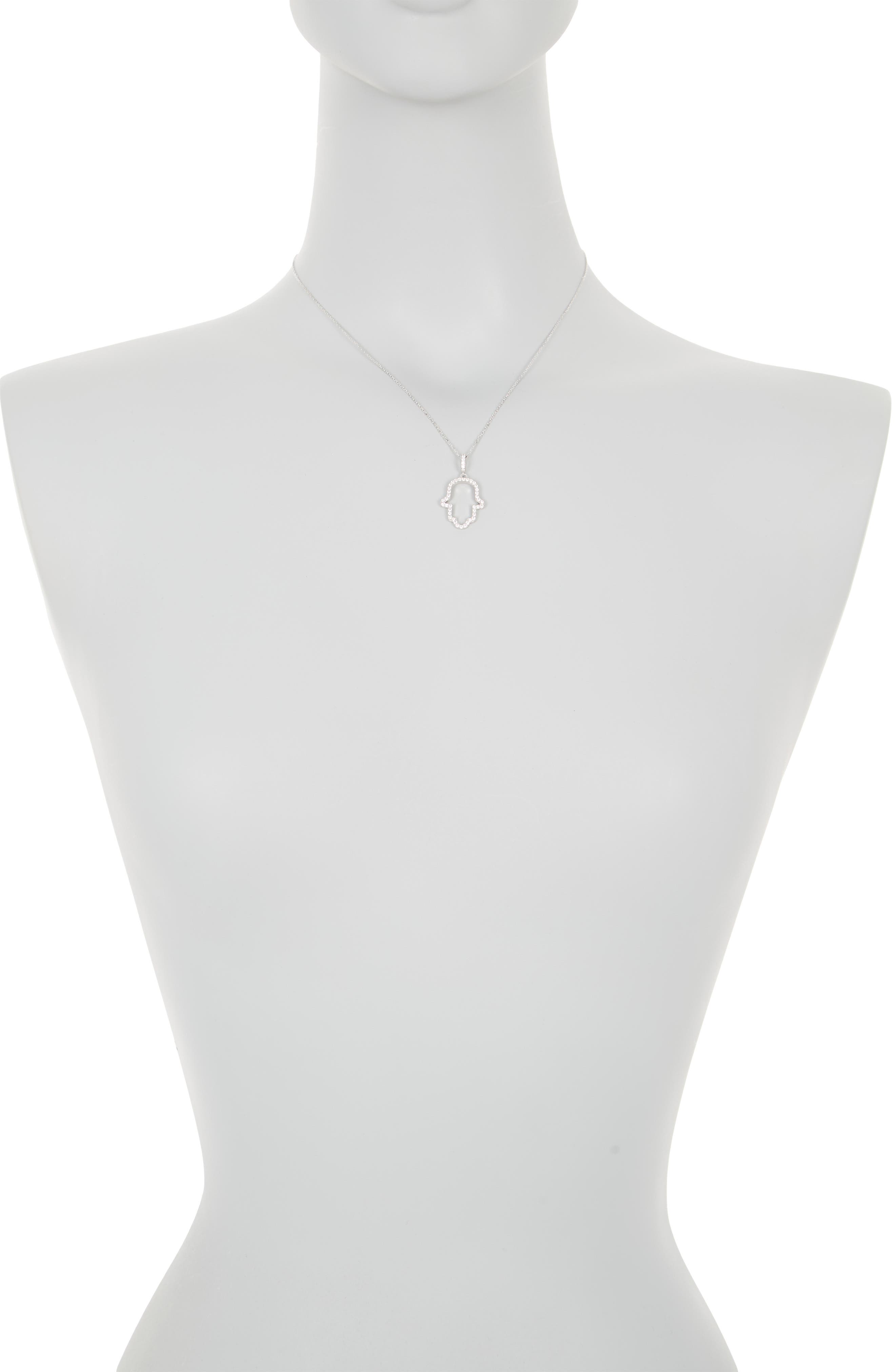 SUZY LEVIAN Sterling Silver Cubic Zirconia Hamsa Pendant Necklace