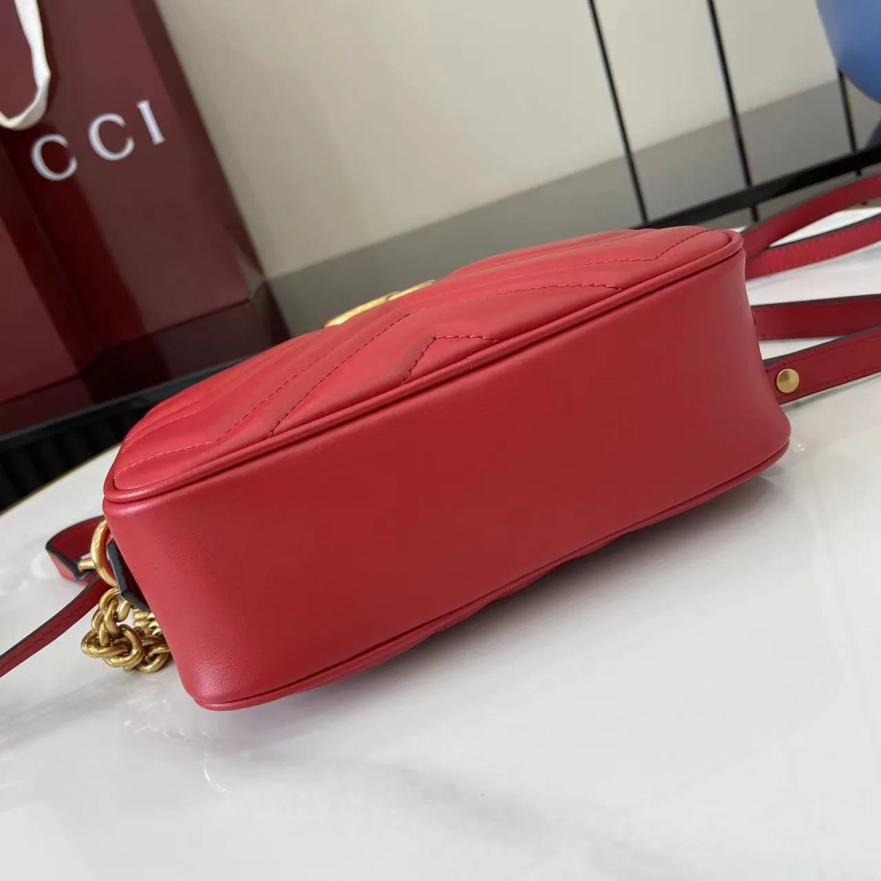 Gucci Marmont Red GG Supreme Canvas Crossbody Bag product photo from LabelPicks