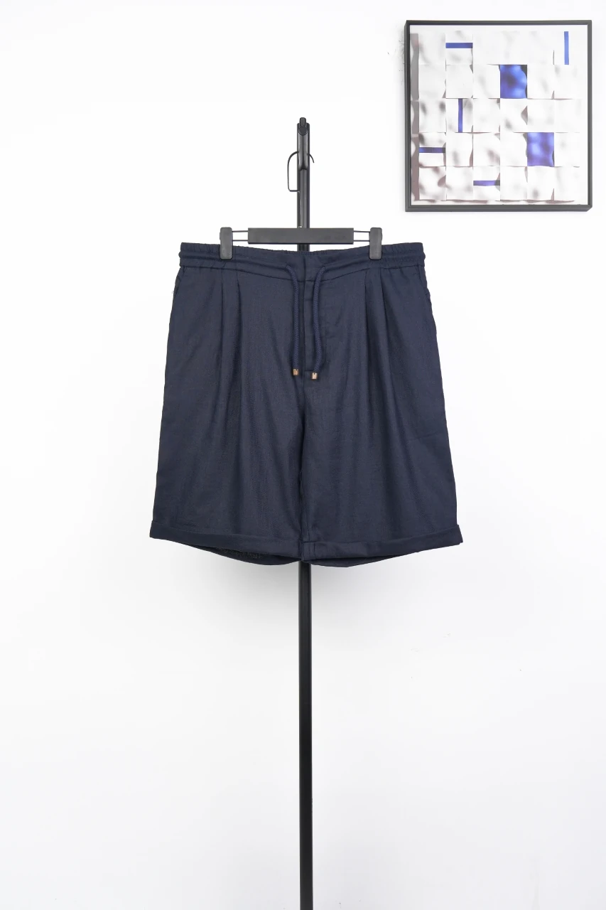 Brunello Cucinelli Navy Linen Drawstring Shorts product photo from LabelPicks