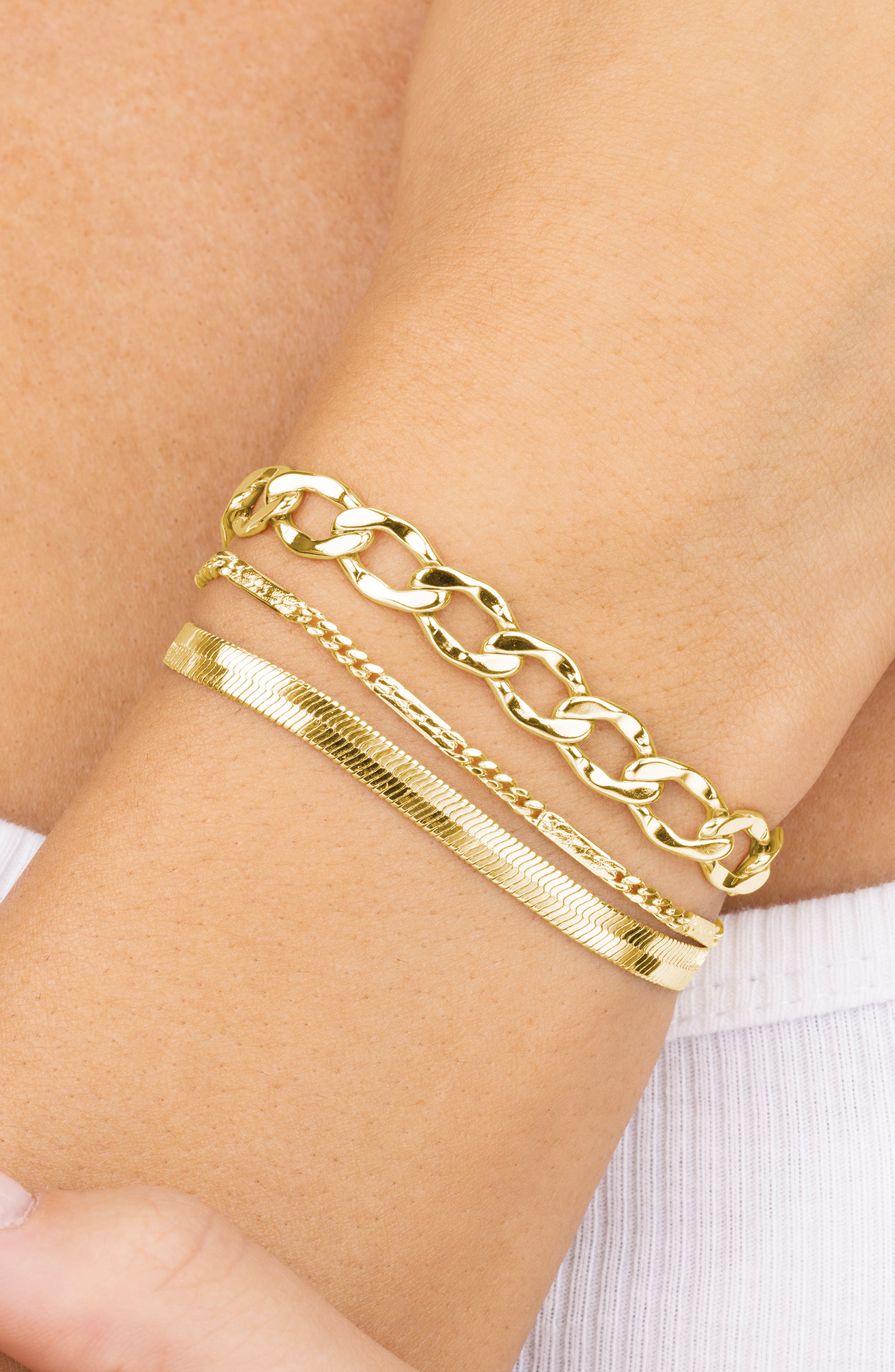 Sterling Forever Jacinta Three Row Chain Bracelet