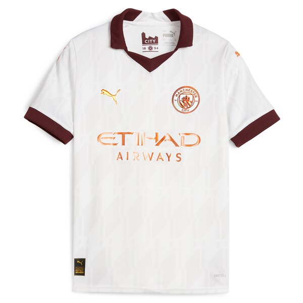 Julián Álvarez Manchester City Puma Youth 2023/24 Away Replica Player Jersey - White