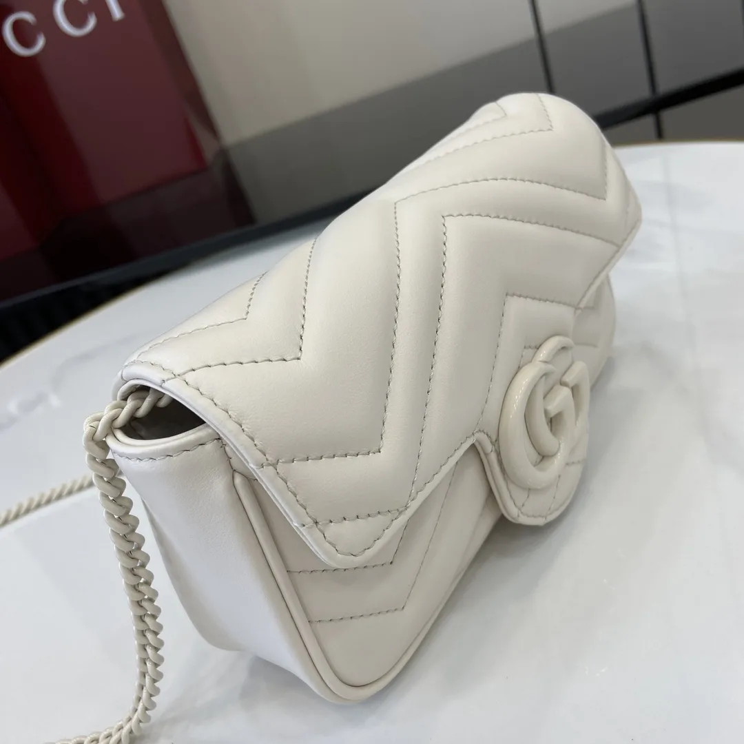 Gucci White Marmont GG Supreme Canvas Shoulder Bag product photo from LabelPicks