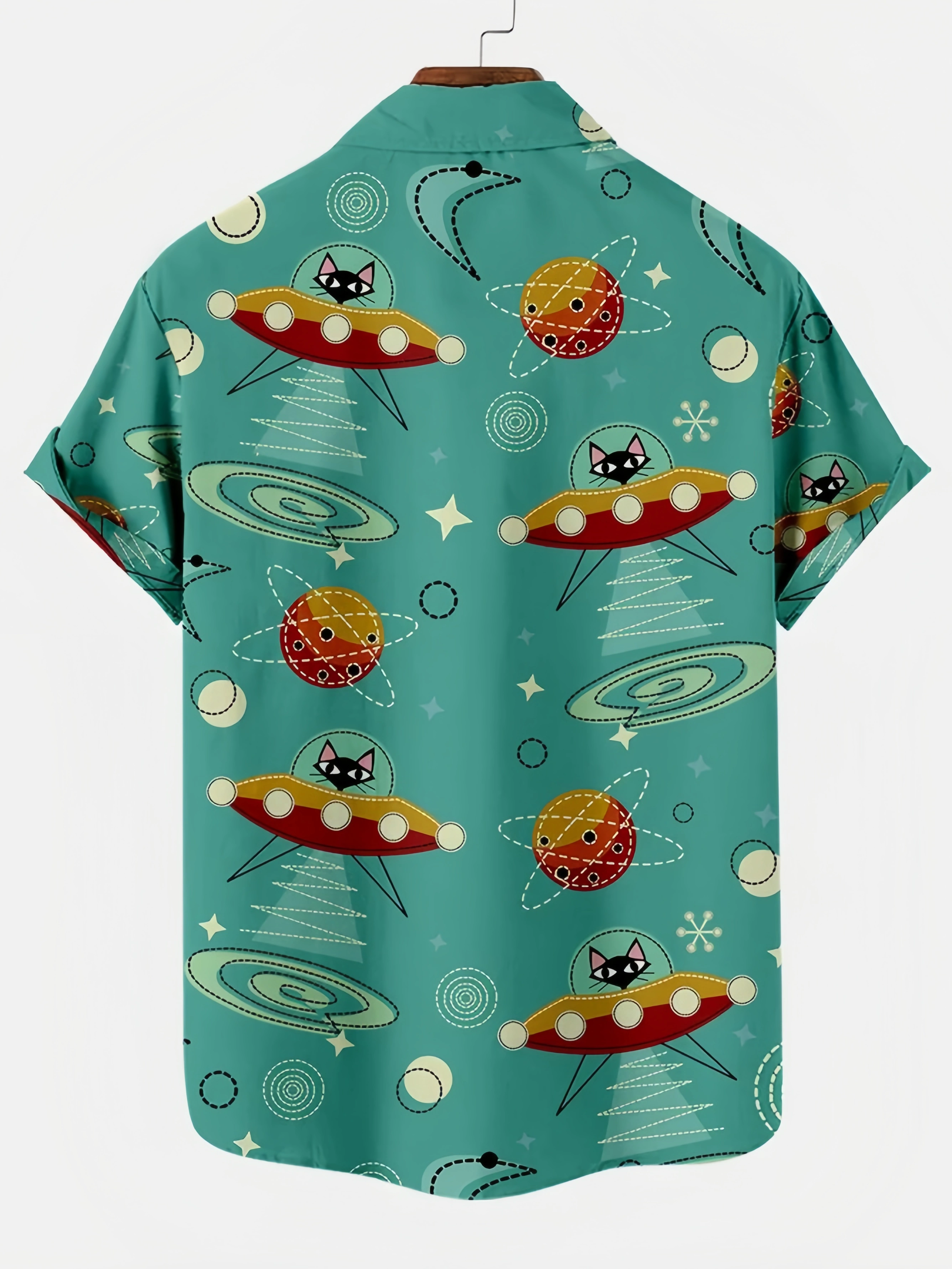 Cosmic Cat Casual Short-Sleeved Shirt