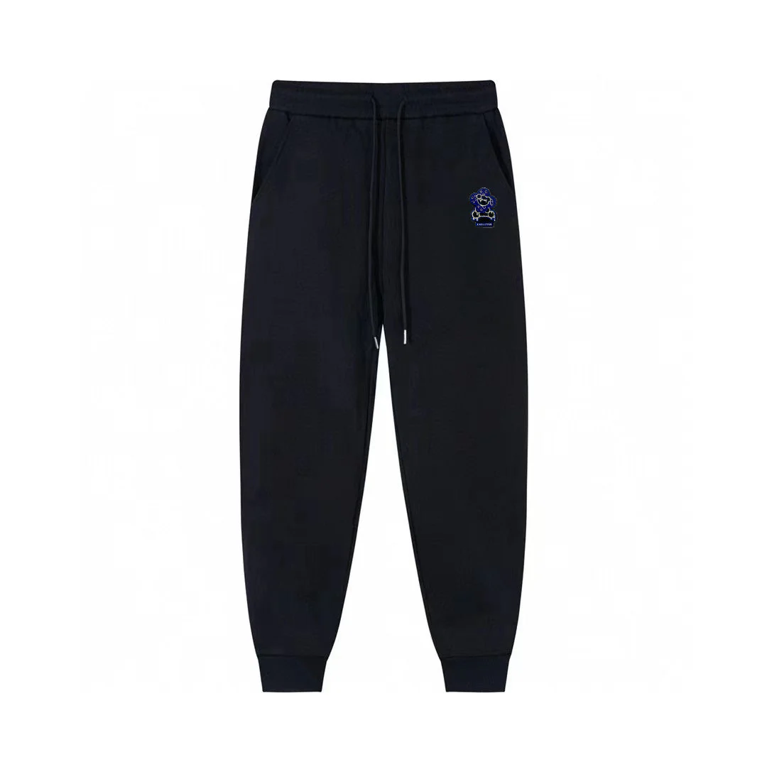 Blue Bear Print Casual Pants