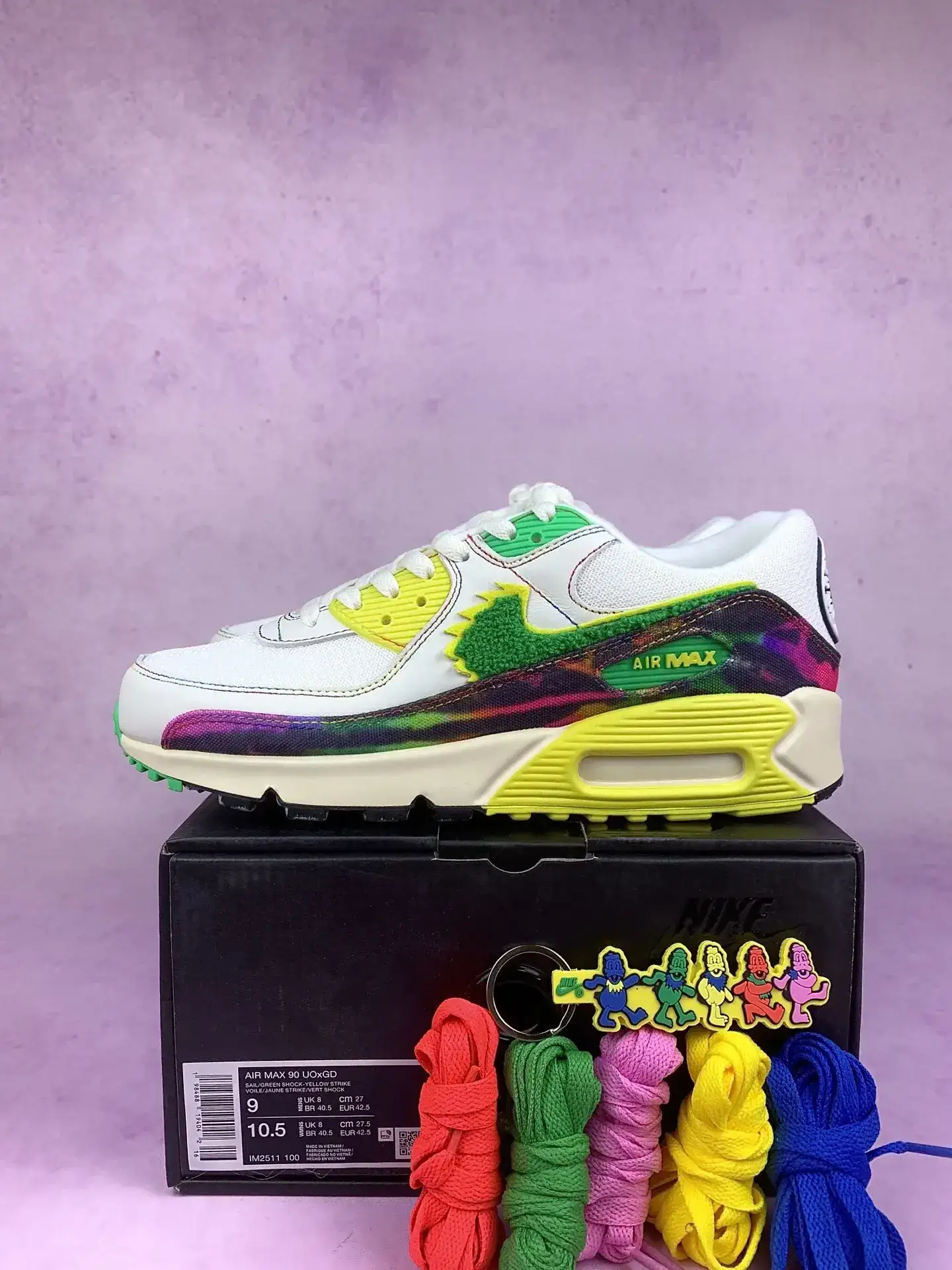 Air Max 90 x University of Oregon x Grateful Dead 'Green Shock and Yellow Strike' Shoes product photo from LabelPicks