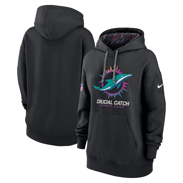 Miami Dolphins Nike Women's 2024 NFL Crucial Catch Club Pullover Hoodie - Black