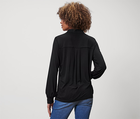 Blusenshirt mit Knopfleiste, schwarz