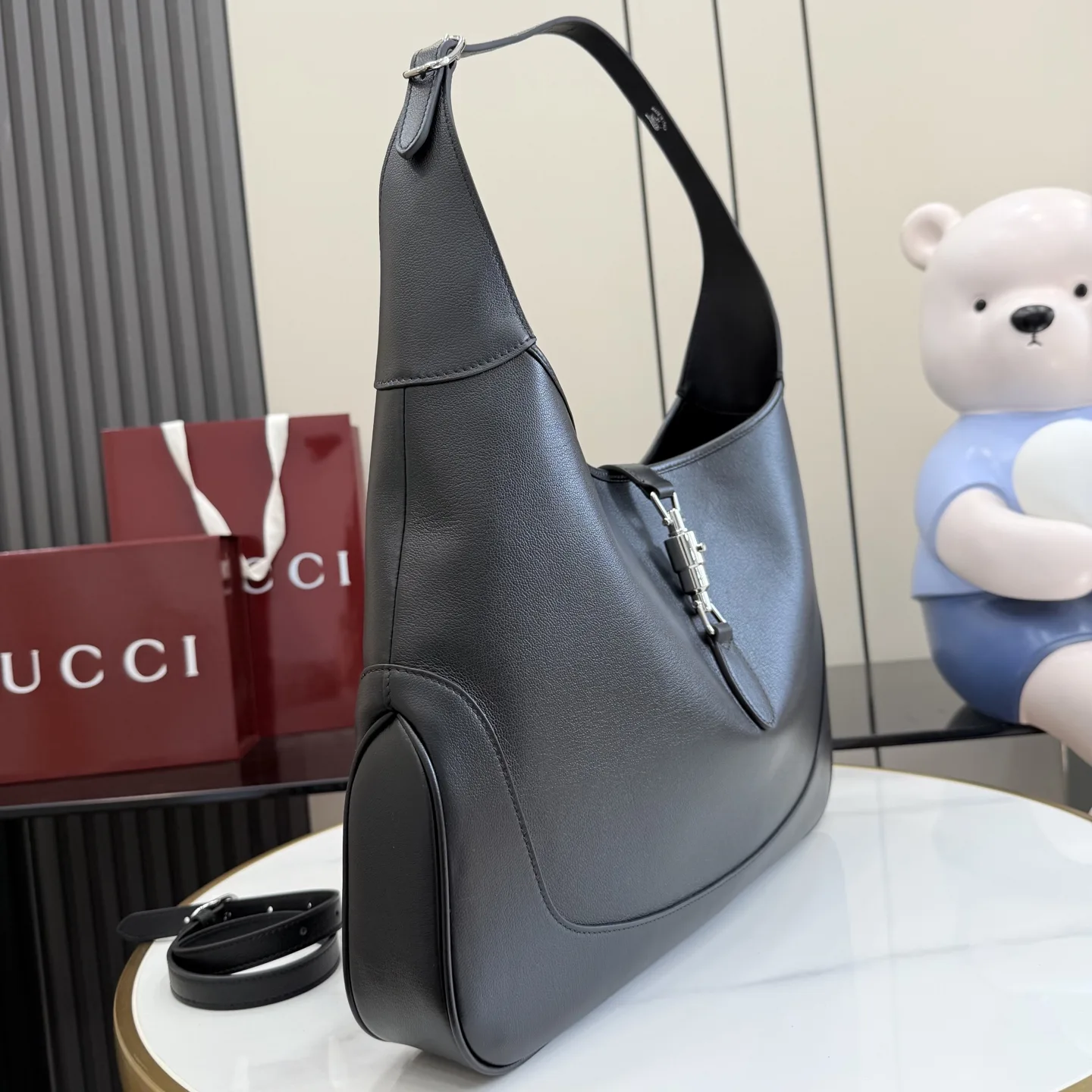 Gucci Jackie Black Grained Leather Shoulder Bag product photo from LabelPicks