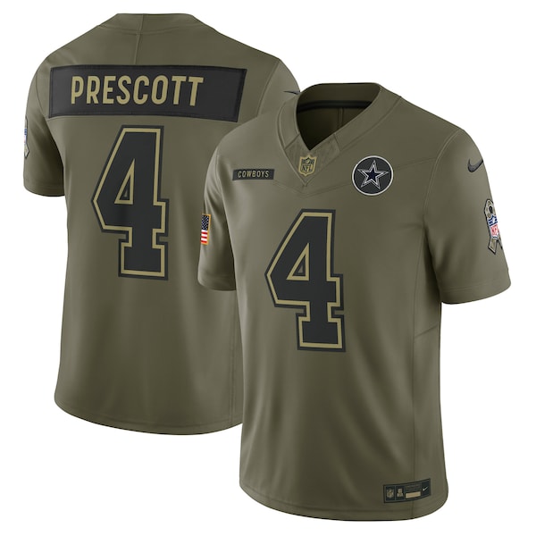 Dak Prescott Dallas Cowboys Nike 2025 Salute to Service Limited Jersey - Olive