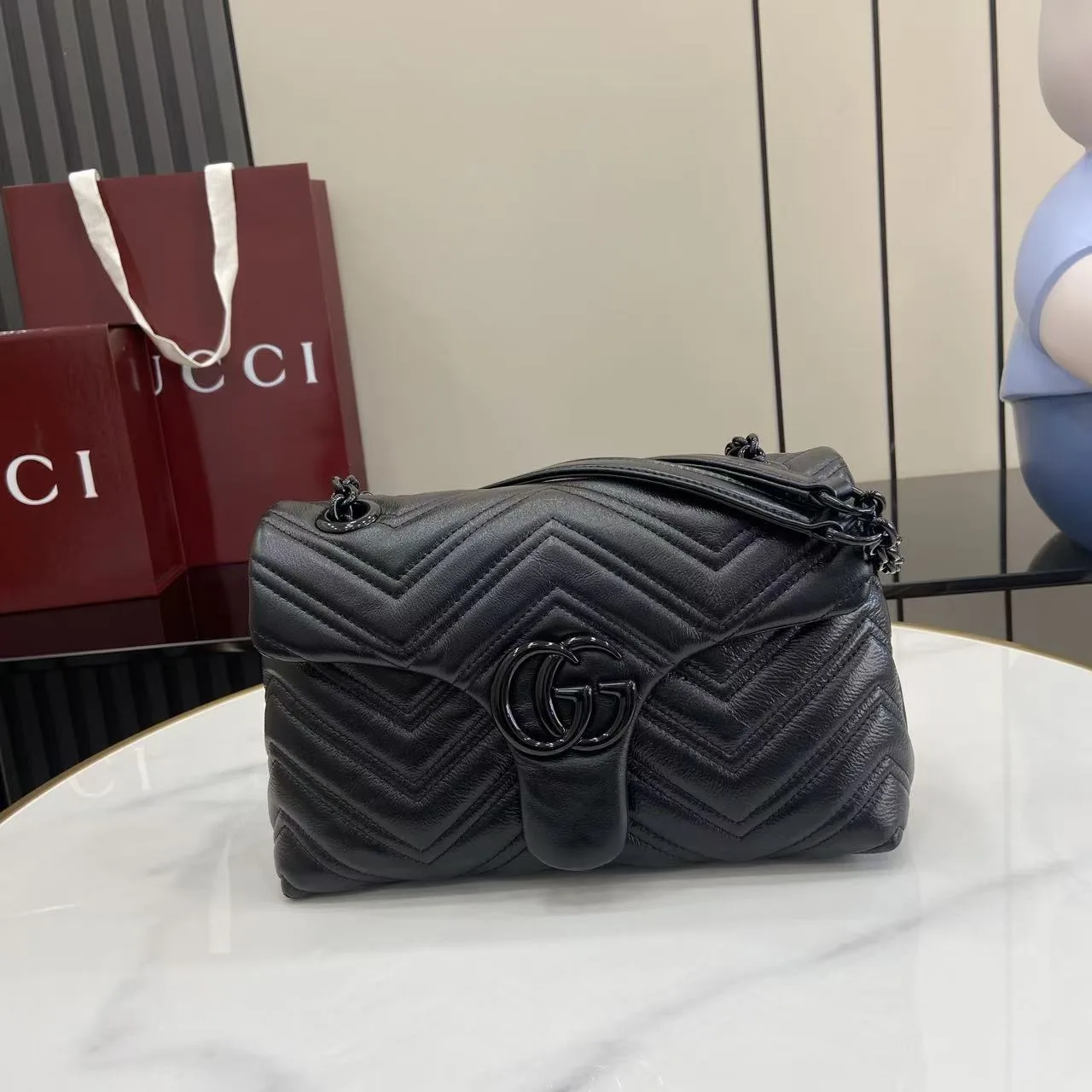 Gucci Marmont Black GG Supreme Canvas Shoulder Bag product photo from LabelPicks