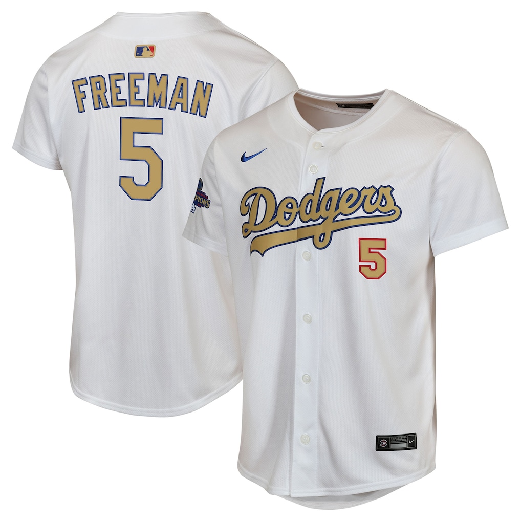 Freddie Freeman Los Angeles Dodgers Nike Youth 2025 Gold Collection Limited Jersey - White