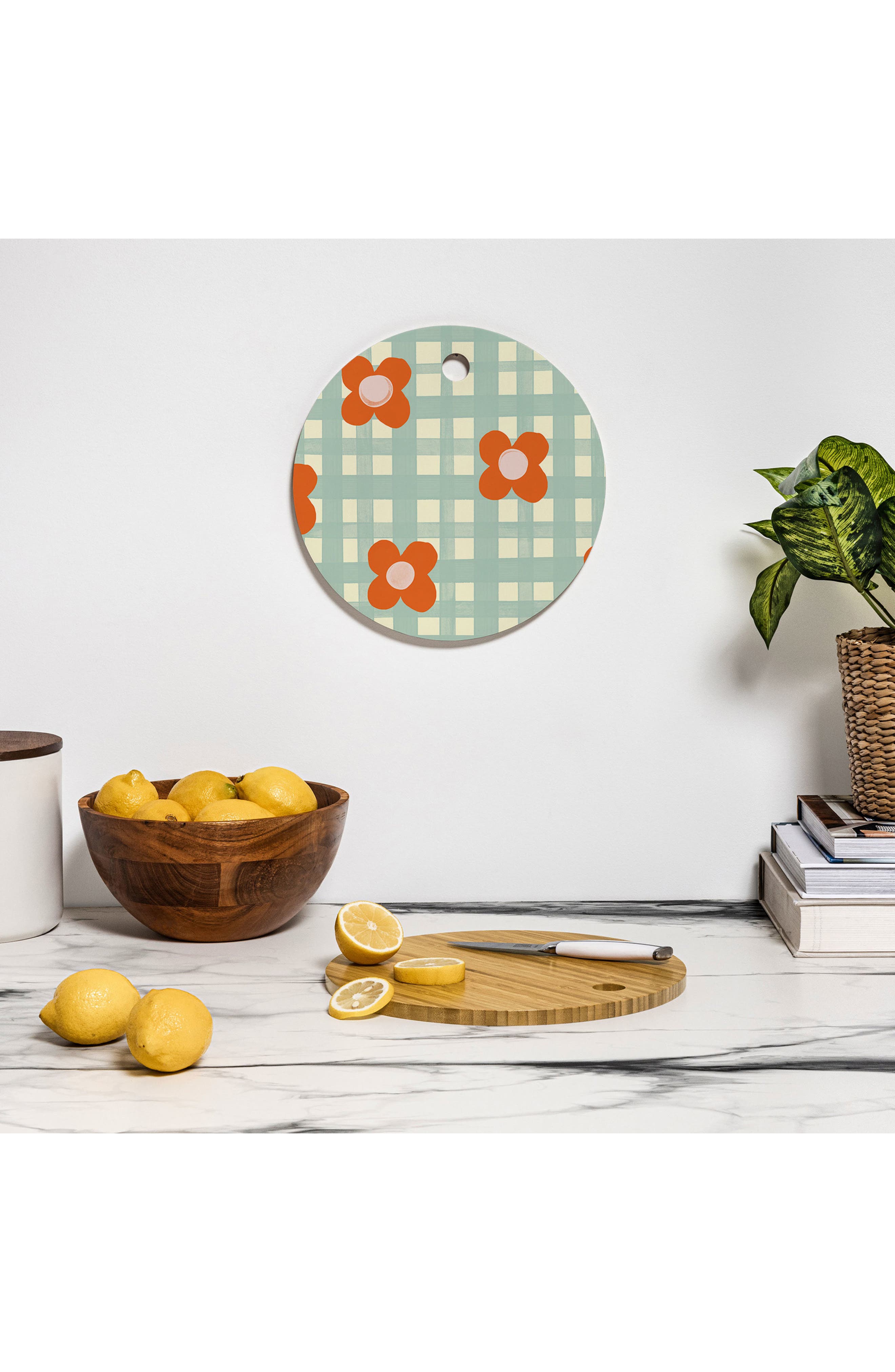Deny Designs Red Floral Wood Cutting Board