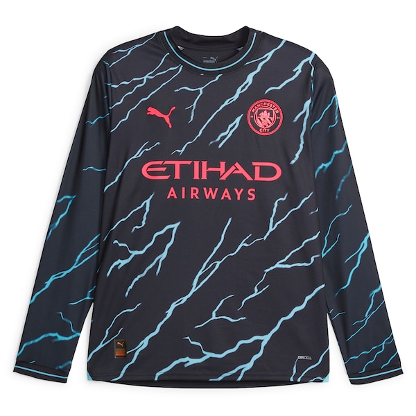 Julián Álvarez Manchester City Puma 2023/24 Third Replica Long Sleeve Player Jersey - Navy