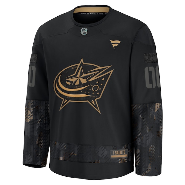 Columbus Blue Jackets  2024 Military Appreciation Personalized Long Sleeve Practice Jersey - Black