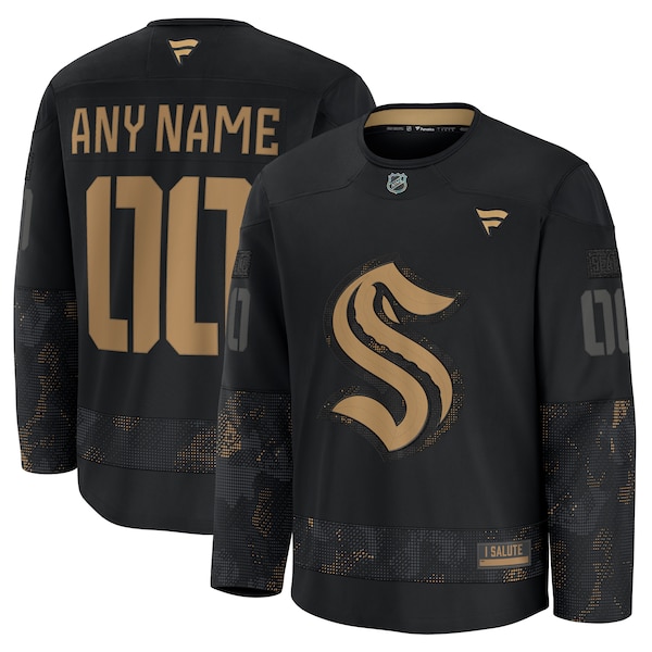 Seattle Kraken  2024 Military Appreciation Personalized Long Sleeve Practice Jersey - Black