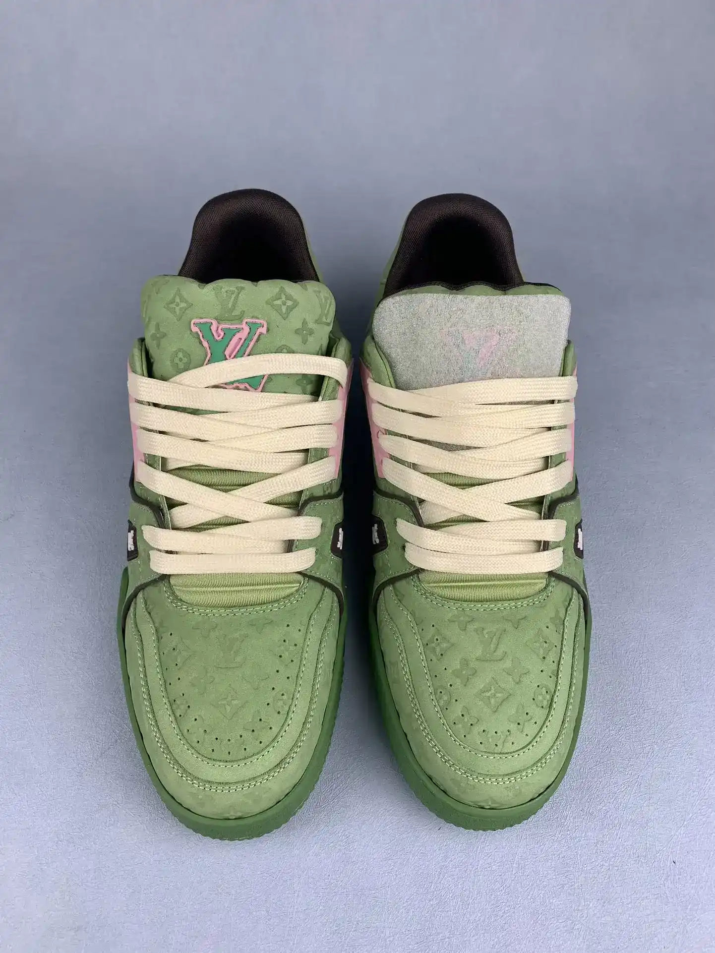 Louis Vuitton LV Trainer Low Sneaker - Cactus Green and Pink product photo from LabelPicks