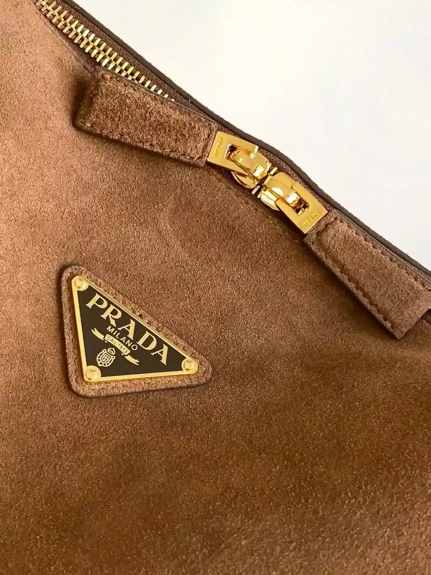 Prada Gold Suede Leather Hobo Bag product photo from LabelPicks