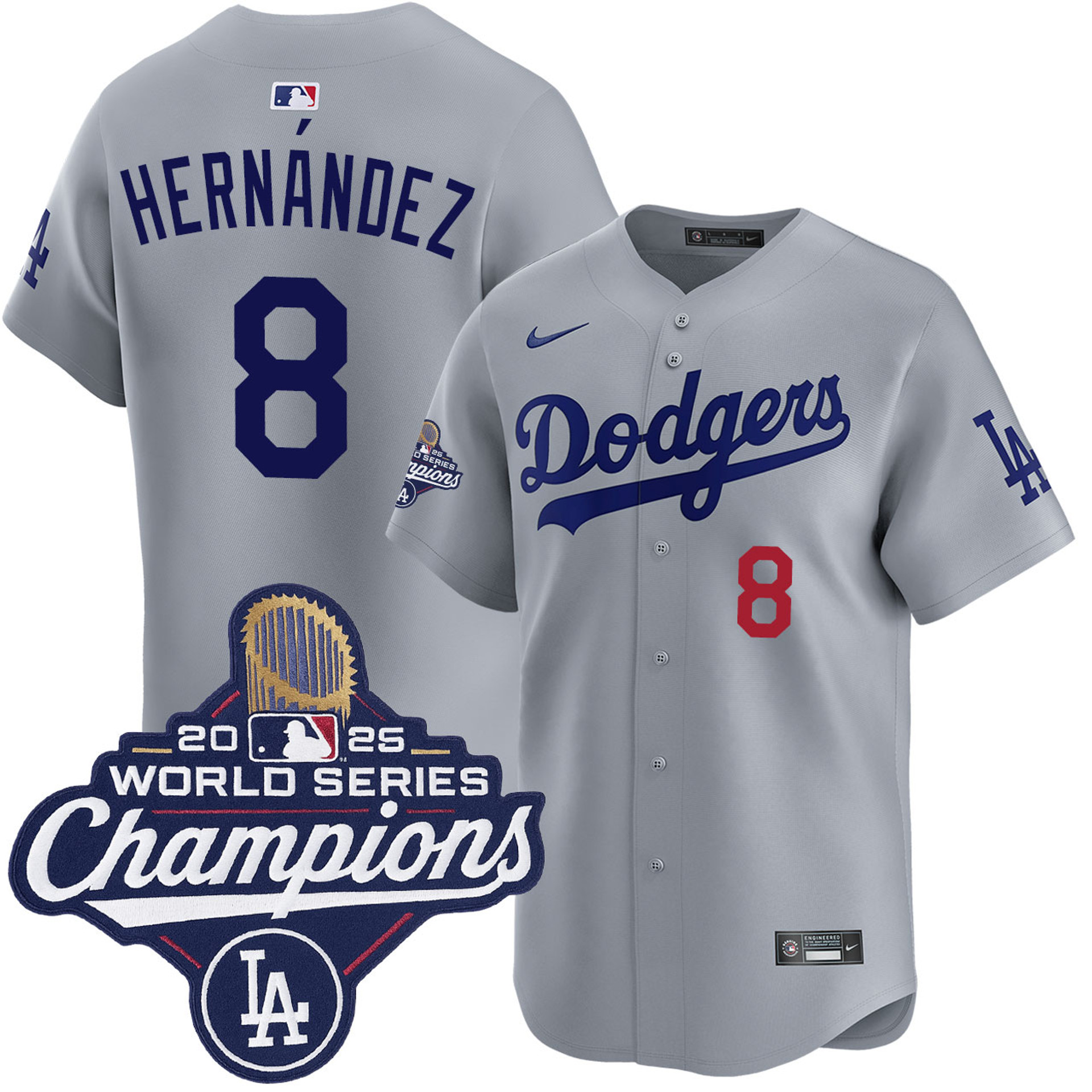 Enrique Hernández Los Angeles Dodgers Nike Home 2025 World Series Champions Replica Jersey - Grey