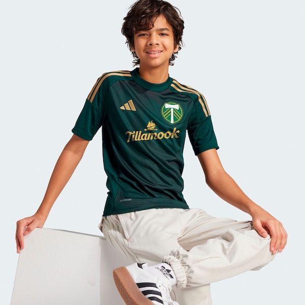 Portland Timbers adidas Youth 2025 Forever Green & Gold Replica Jersey - Green