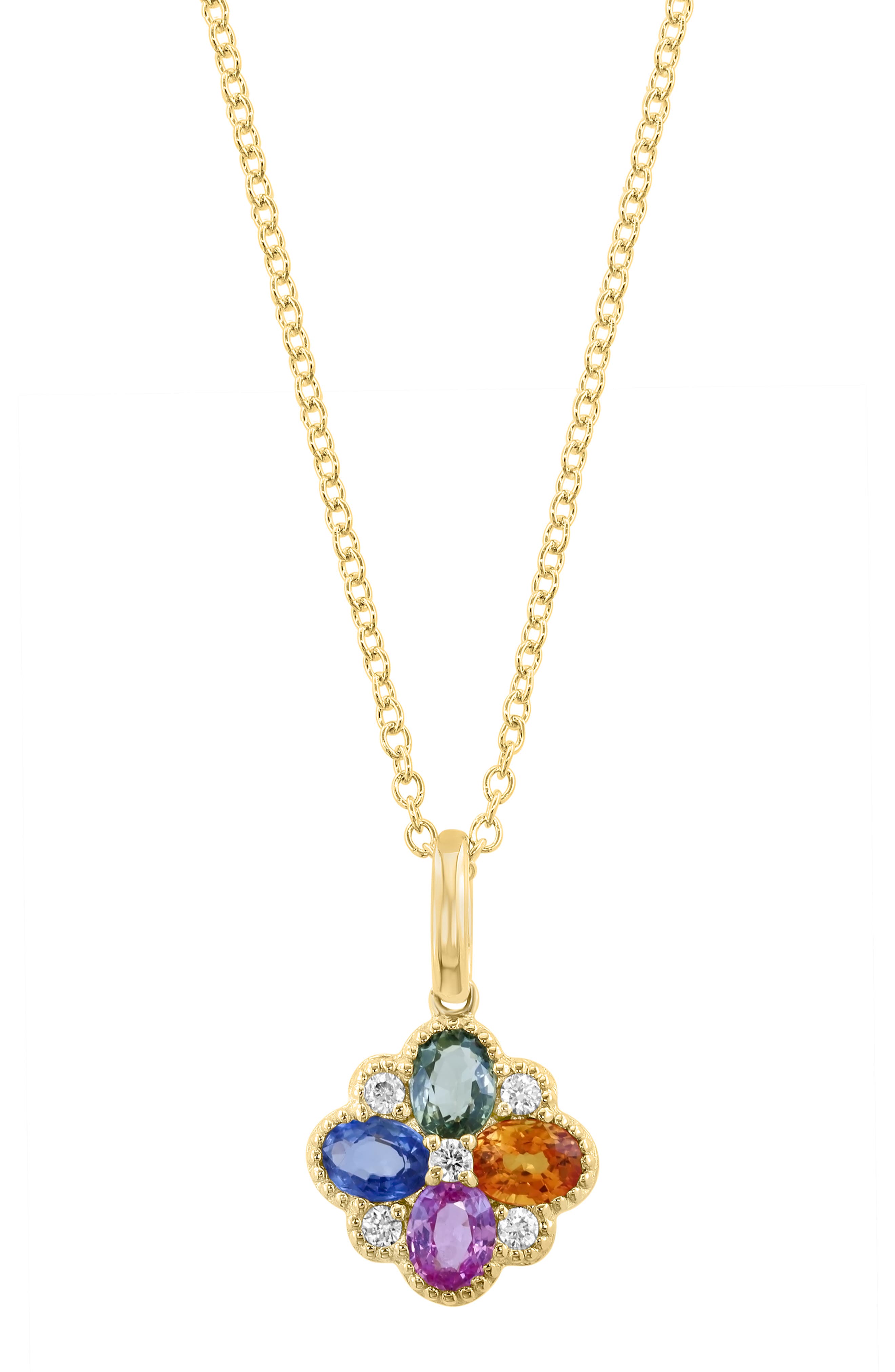 EFFY 14K Gold Diamond & Sapphire Pendant Necklace