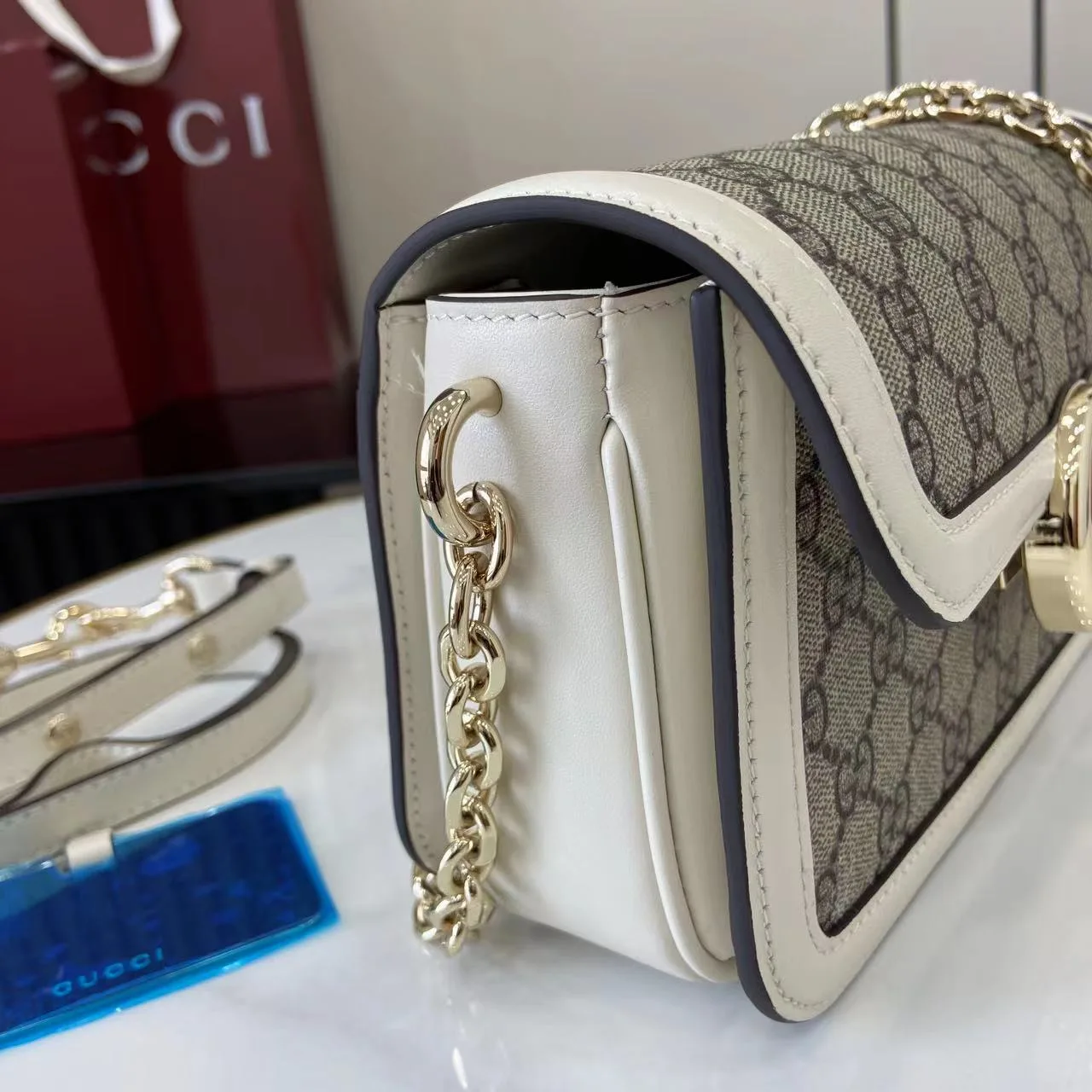 Gucci White Monogram Canvas Crossbody Bag product photo from LabelPicks