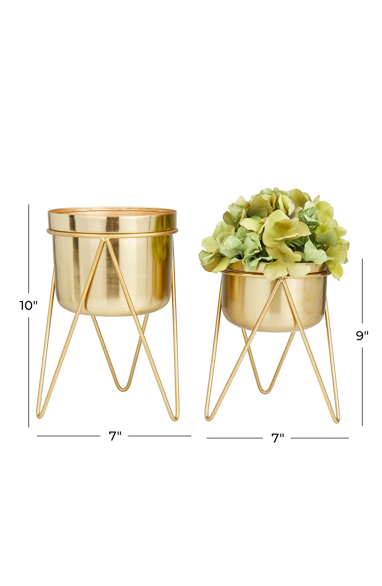 COSMO BY COSMOPOLITAN Goldtone Metal Modern Planter with Removable Stand - Set of 2