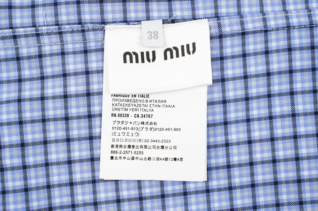 Miu Miu Sky Blue Check Long Sleeve Shirt product photo from LabelPicks