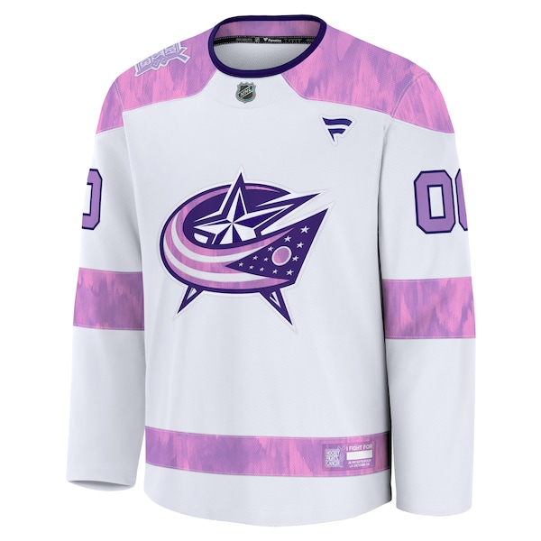 Columbus Blue Jackets  2024 Hockey Fights Cancer Custom Practice Jersey - White