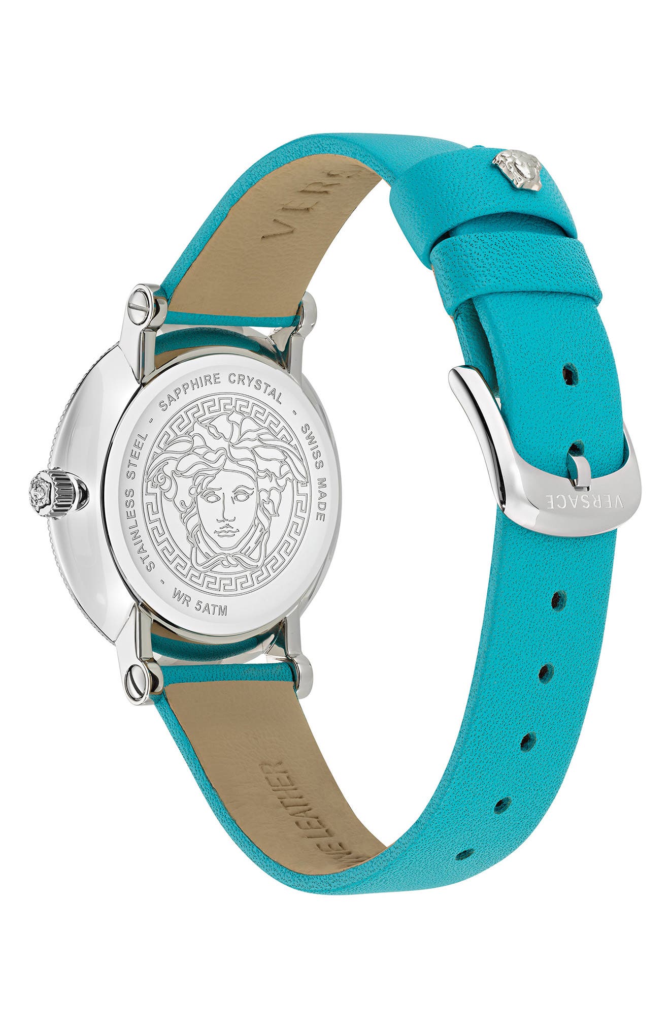 Versace Swiss Quartz Leather Strap Watch, 35mm