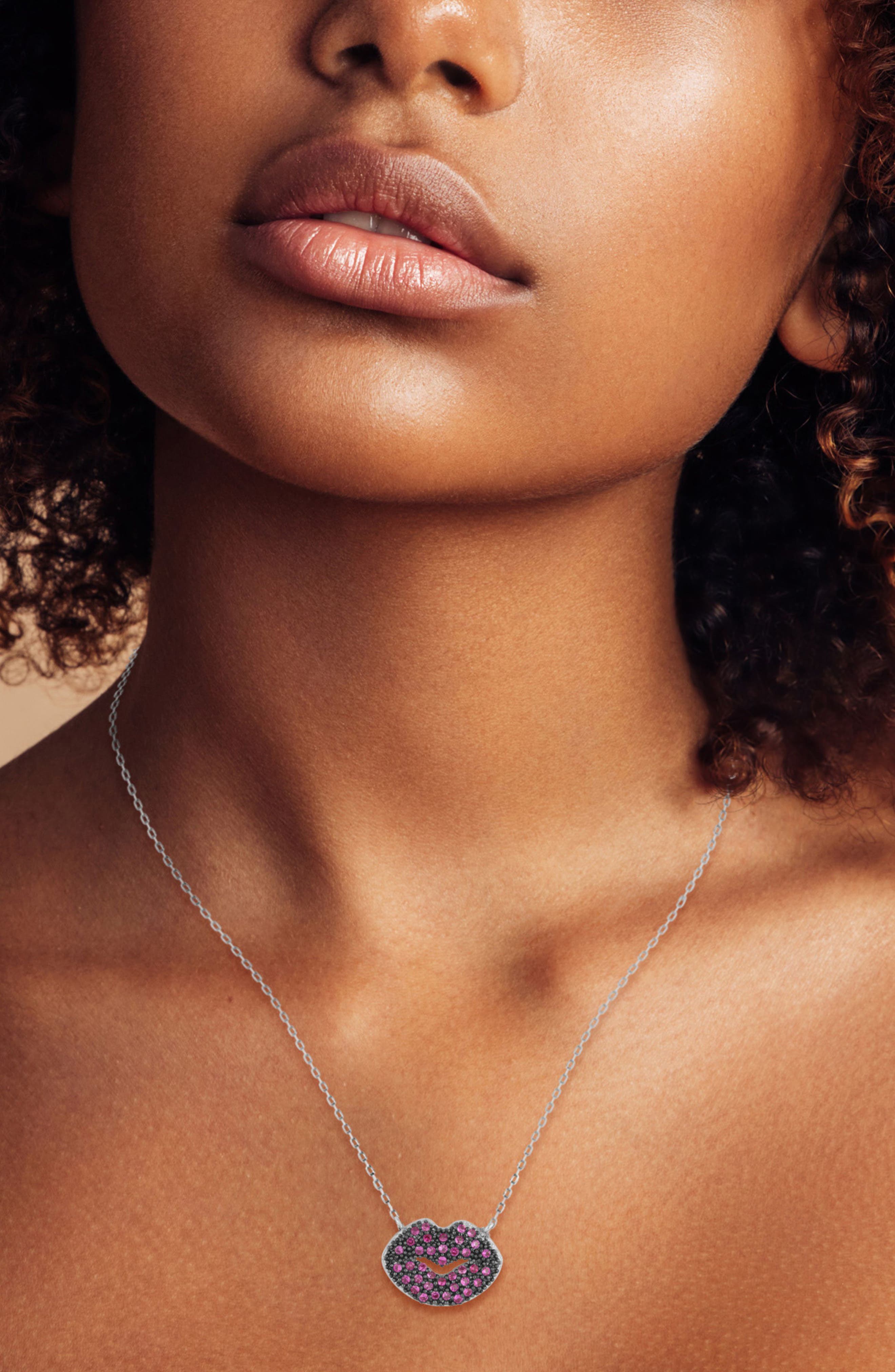 SPHERA MILANO Pavé Cubic Zirconia Lip Pendant Necklace